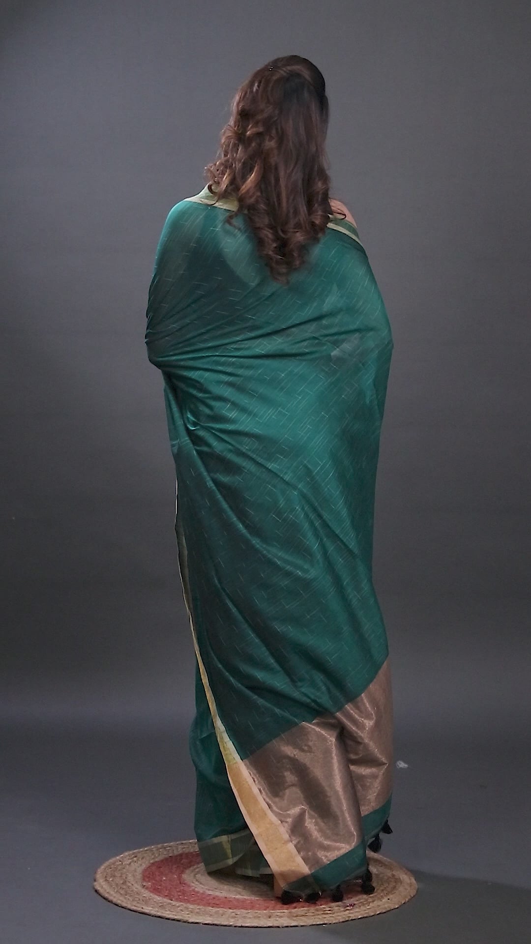 Mercerised Cotton Tissue Anchol Saree with Blouse Piece