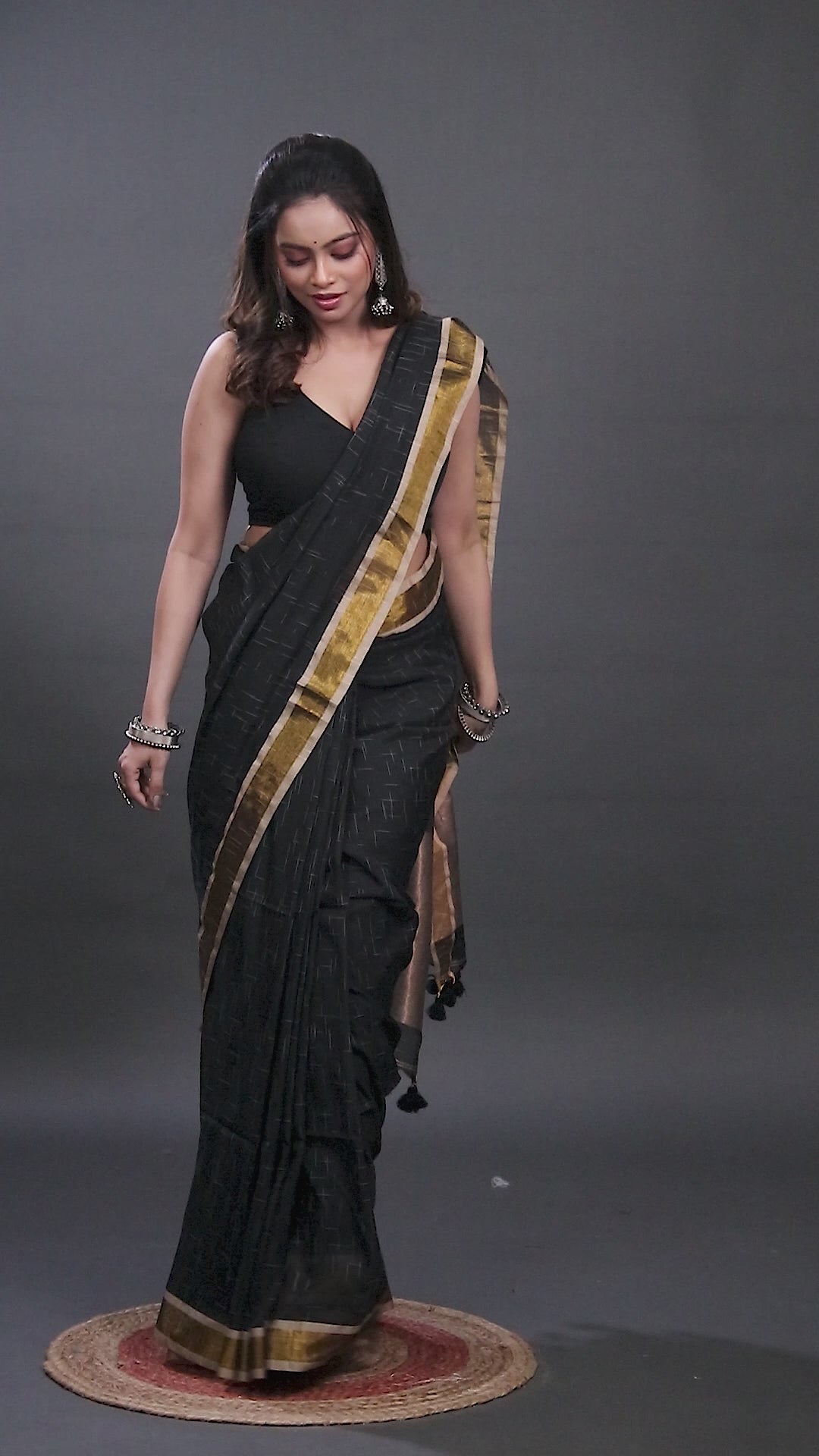 Mercerised Cotton Tissue Anchol Saree with Blouse Piece